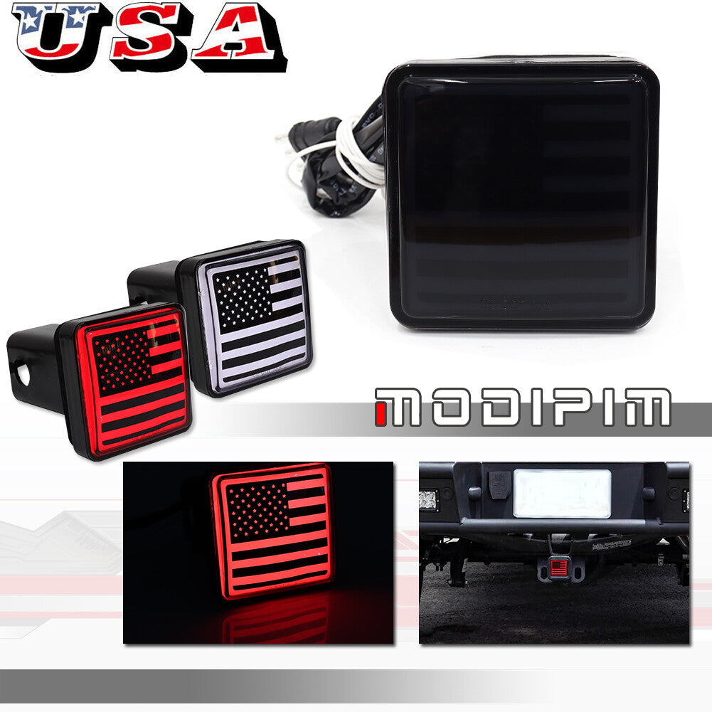 Suitable for picking up goods, trailers, trucks, SUVs, TOW HITCH COVER LIGHT 2-inch American flag- v