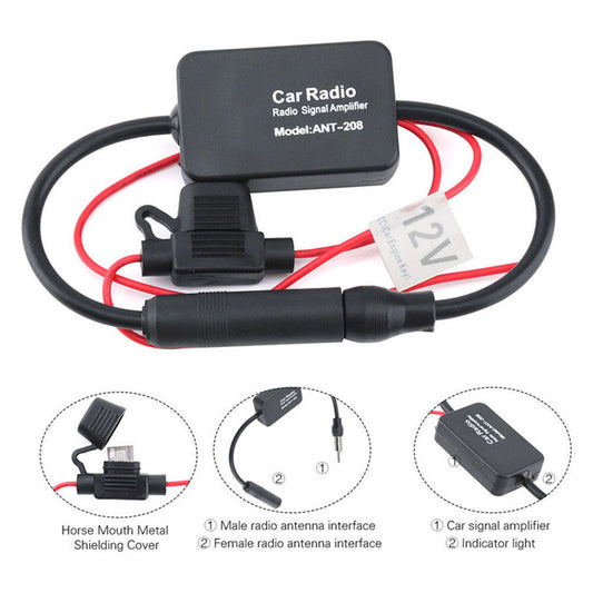 FM Signal Amplifier Car Antenna Radio Auto FM Adaptor Booster Anti-interference
