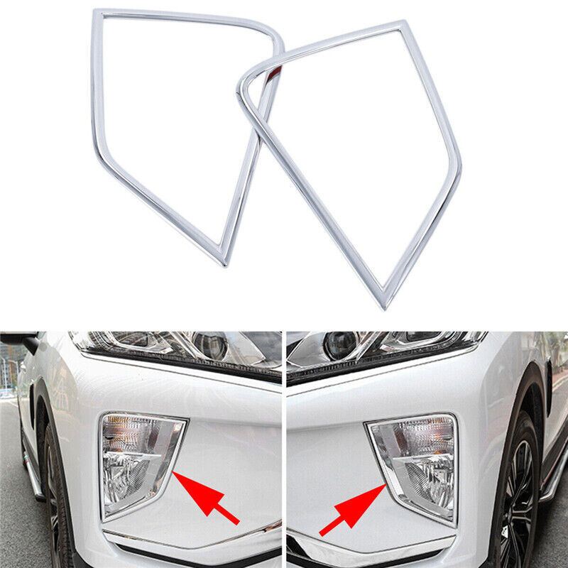 Chrome 2X Front Fog Lamp Light Cover Trim for Mitsubishi Eclipse Cross 2018-2022