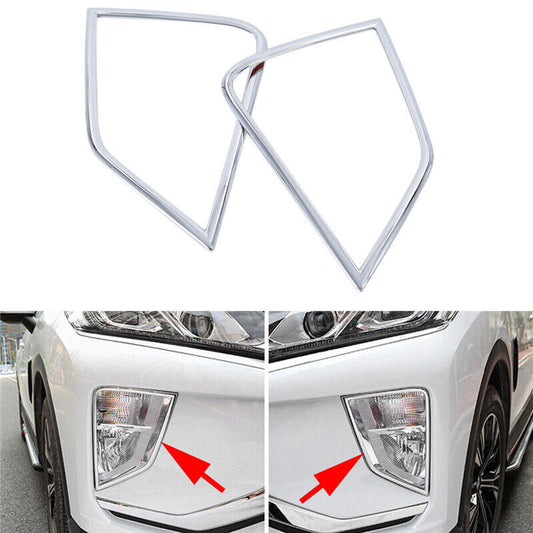 Chrome 2X Front Fog Lamp Light Cover Trim for Mitsubishi Eclipse Cross 2018-2022