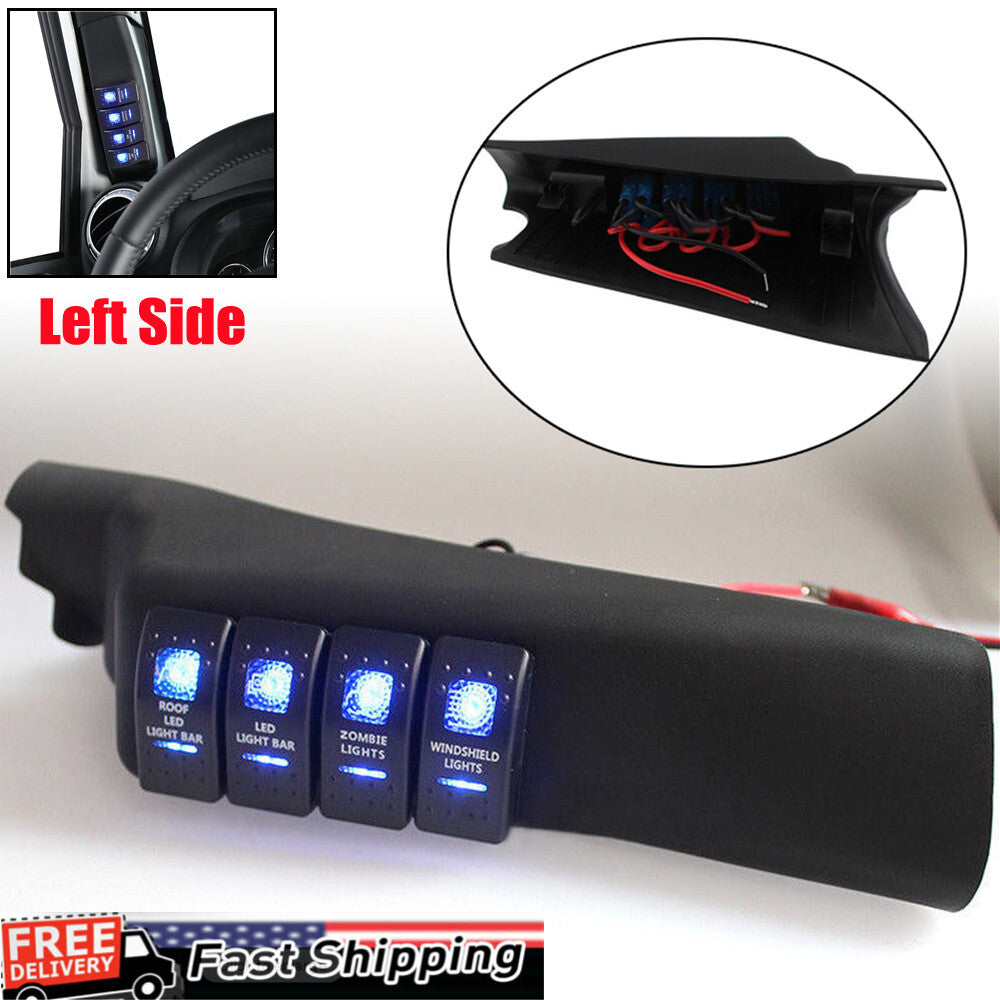 US Left Side 4 Switch Pod Panel A-Pillar Kit for Jeep for Wrangler JK 11-18 n