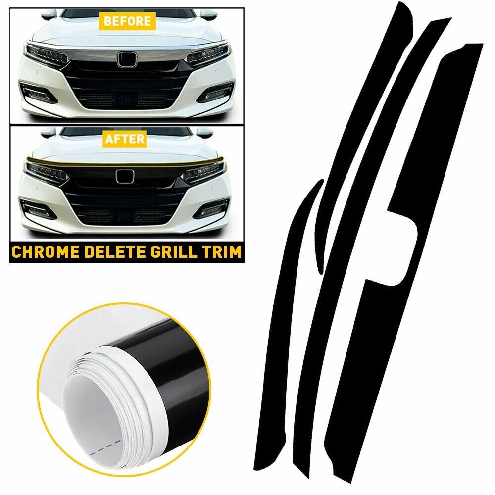 Chrome Delete Blackout Overlay for 18-20 for Honda Accord Front Grille Trim - n