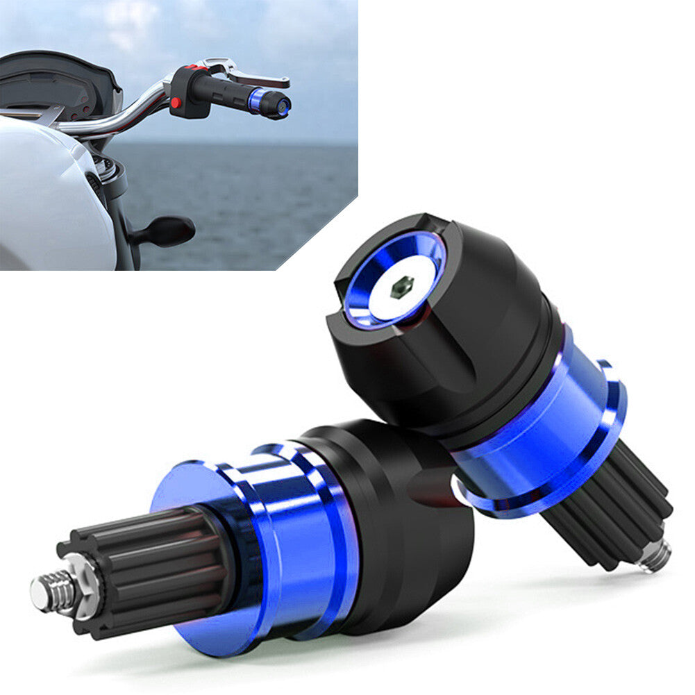 Pair CNC Aluminum Motorcycle ATVs Handlebar Grips Bar End Cap Plugs Slider Blue Q