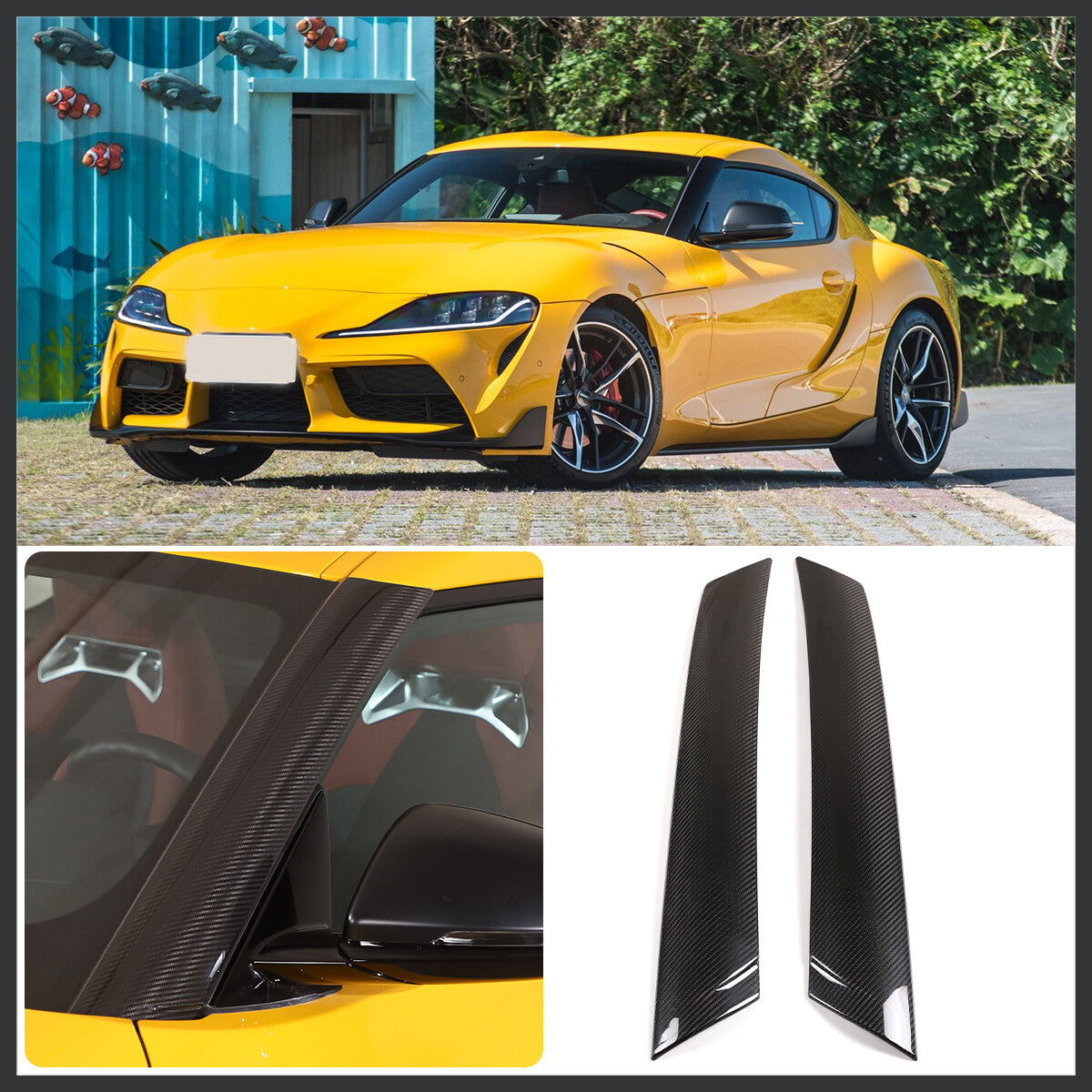 Carbon fiber electric door switch button frame decorative cover for Corvette C7 14-19