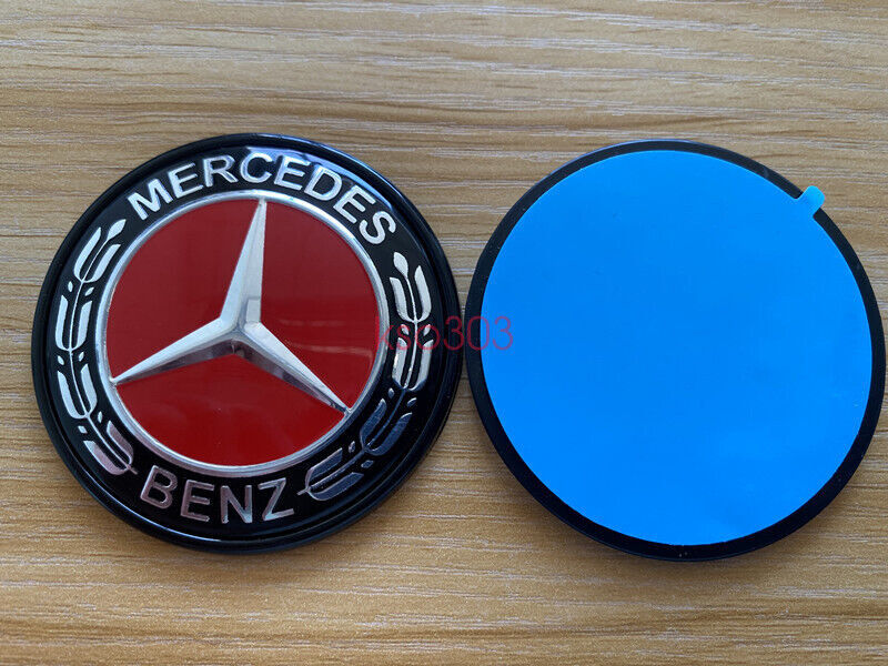 Black RED Hood Flat Badge Emblem (Paste) for Mercedes A C E S ML CLS Class