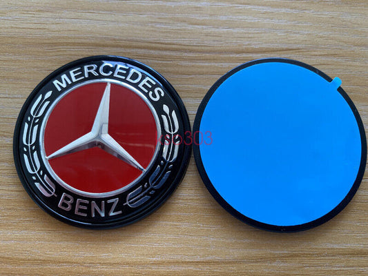 Black RED Hood Flat Badge Emblem (Paste) for Mercedes A C E S ML CLS Class