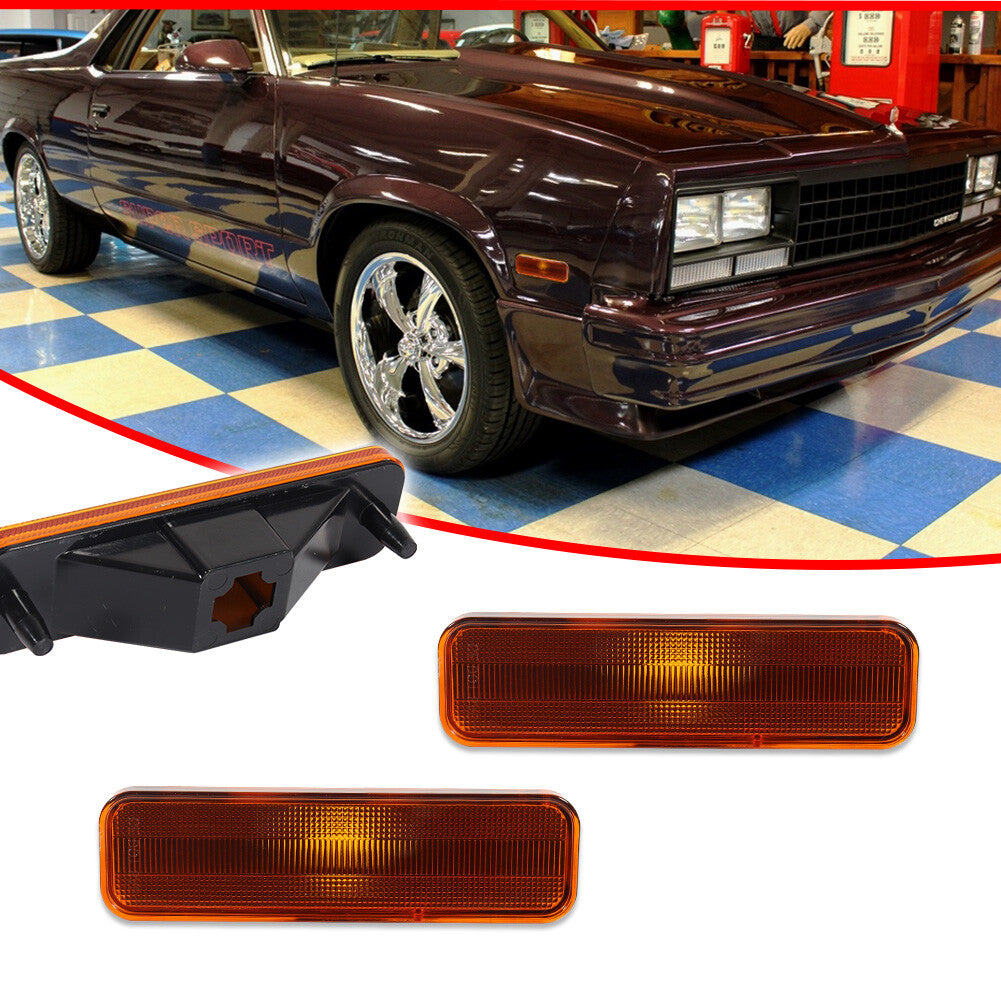 For 82-87 El Camino & Caballero Front Side Marker Reflector Amber Lens Kit - v