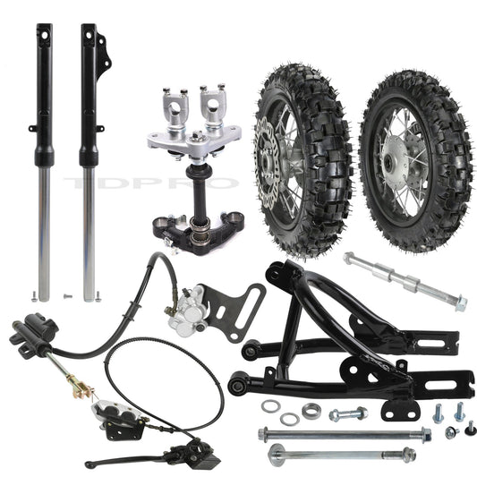 2.50 - 10 + 3.00 - 10 Front and rear wheels + fork + swingarm suitable for TTR50 CRF50 SSR