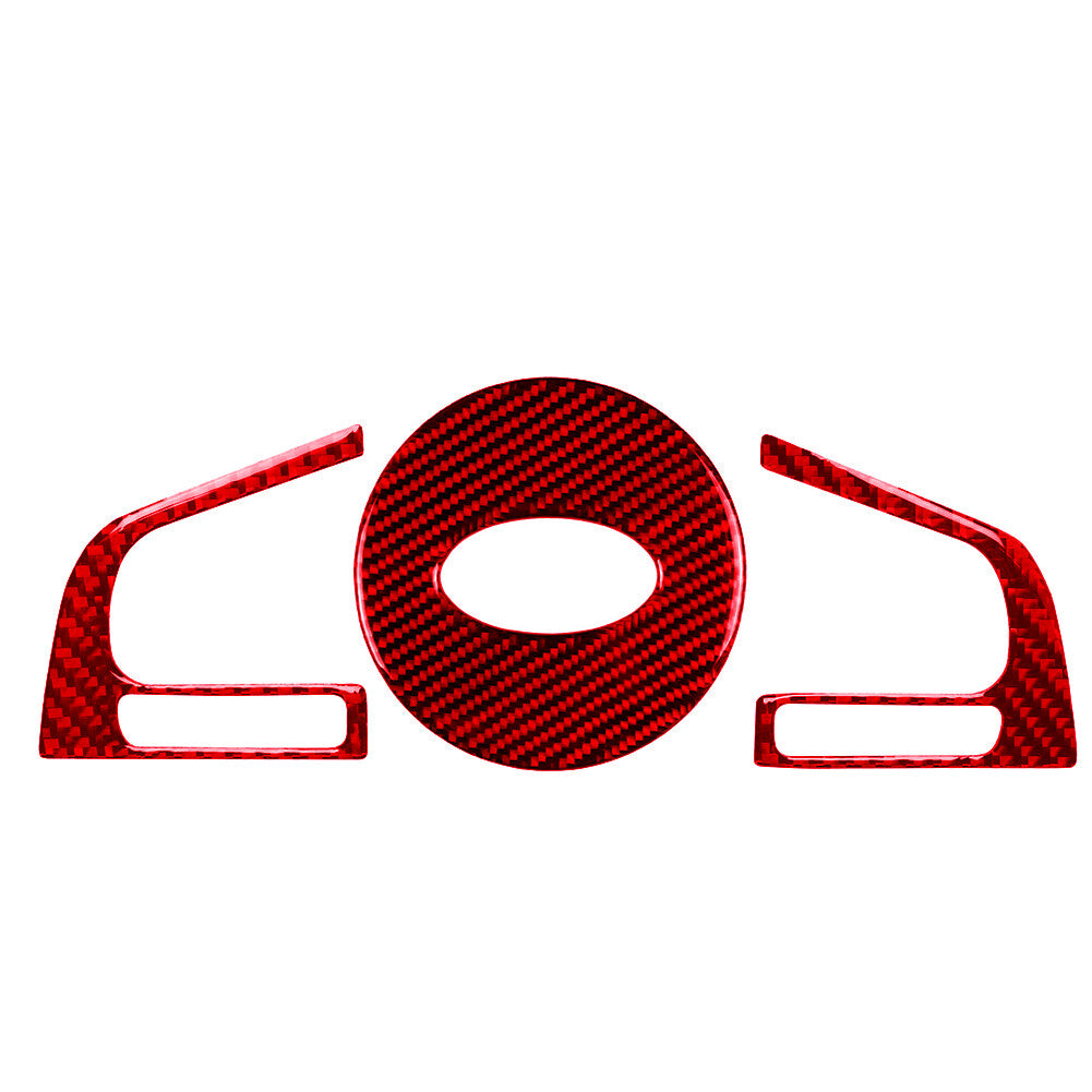 3X Red Carbon Fiber Front Steering Wheel Cover Kit for Subaru Forester 2013-2018