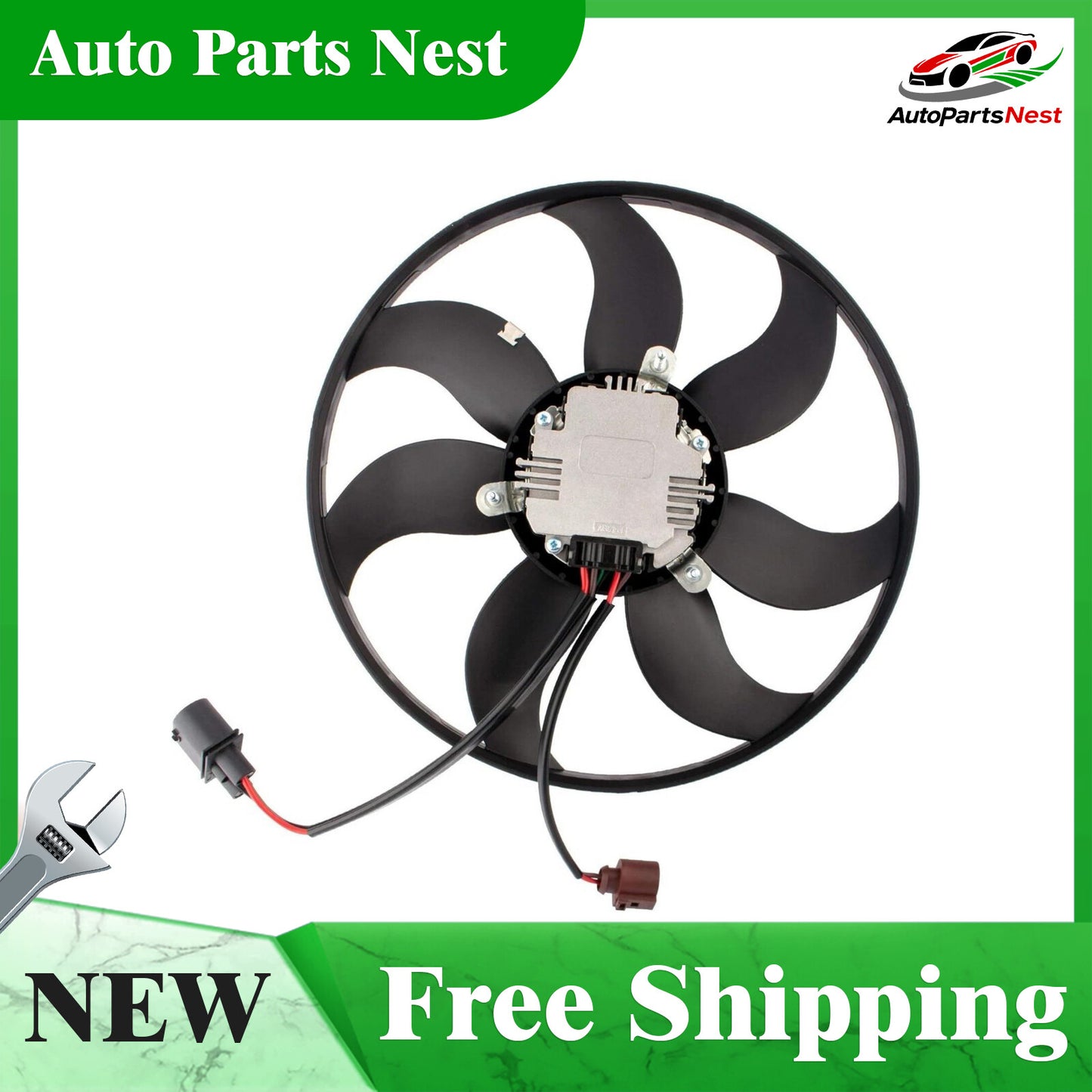 Radiator Cooling Fan with Control Module for VW for Golf Beetle for Jetta for Passat for Audi A3 Q