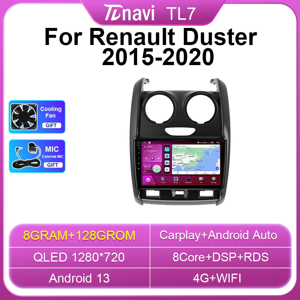 for Renault Duster 2015-2020 Carplay Car Radio Auto Multimedia Player GPS Screen