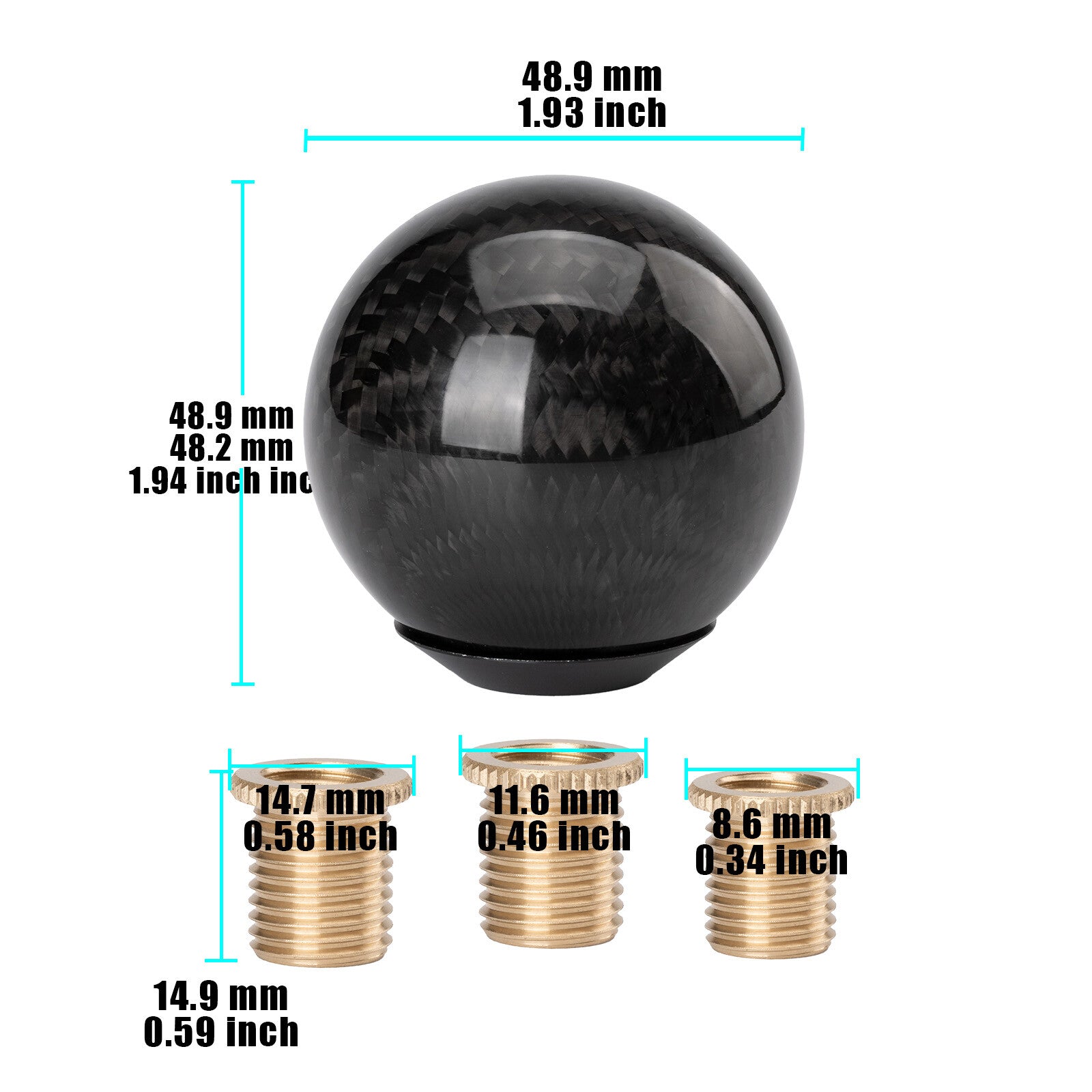4-Pack Automotive Black Round Ball Gear Shift Lever Adapter n