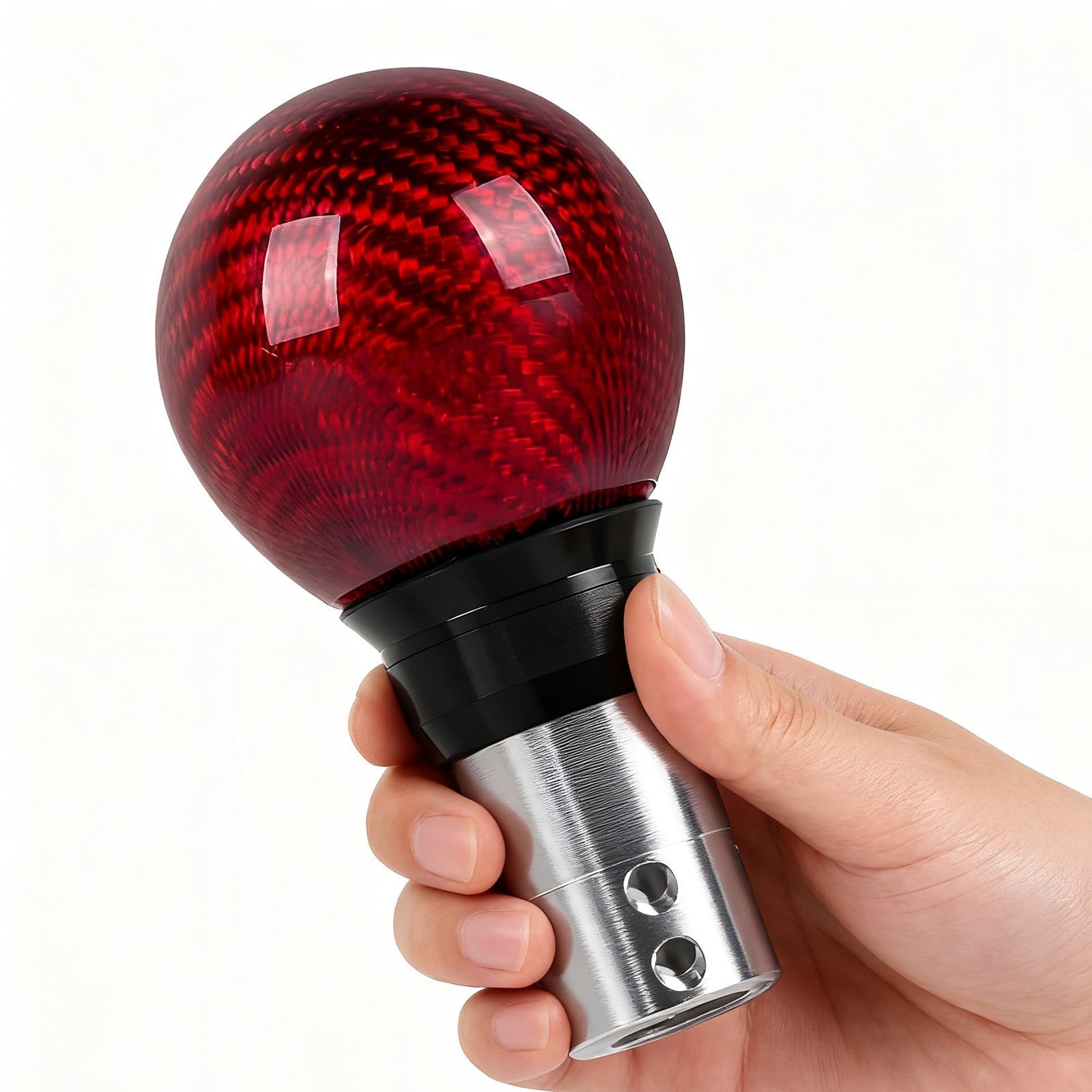 Carbon Fiber Automatic AT MT Car Gear Shift Knob Shifter Push Button Press Style