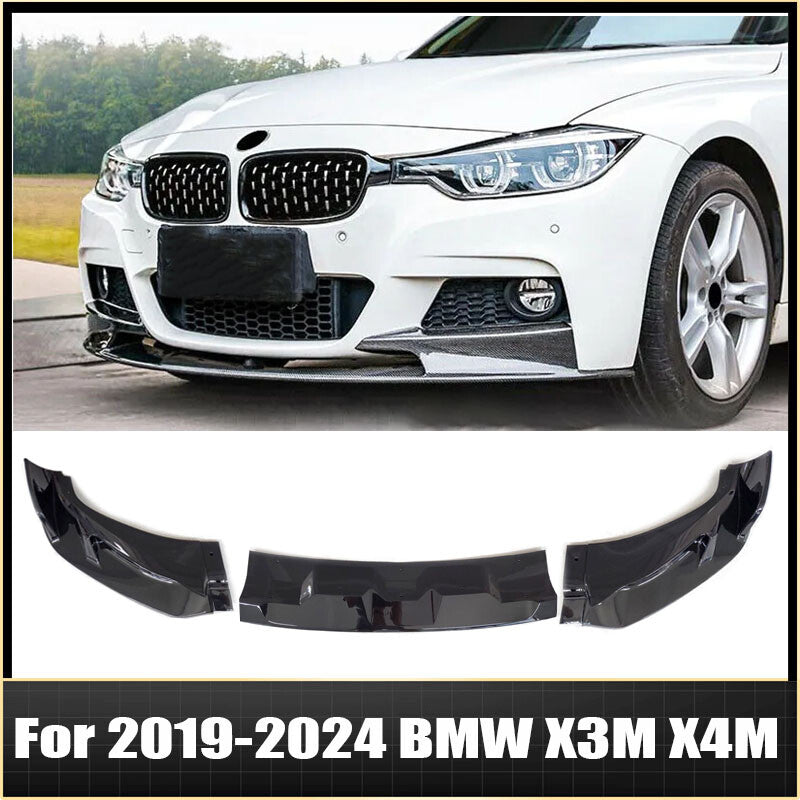 Clossy Black Car Front Bumper Lip Spoiler Splitter Body Kit Fit for BMW X3M X4M
