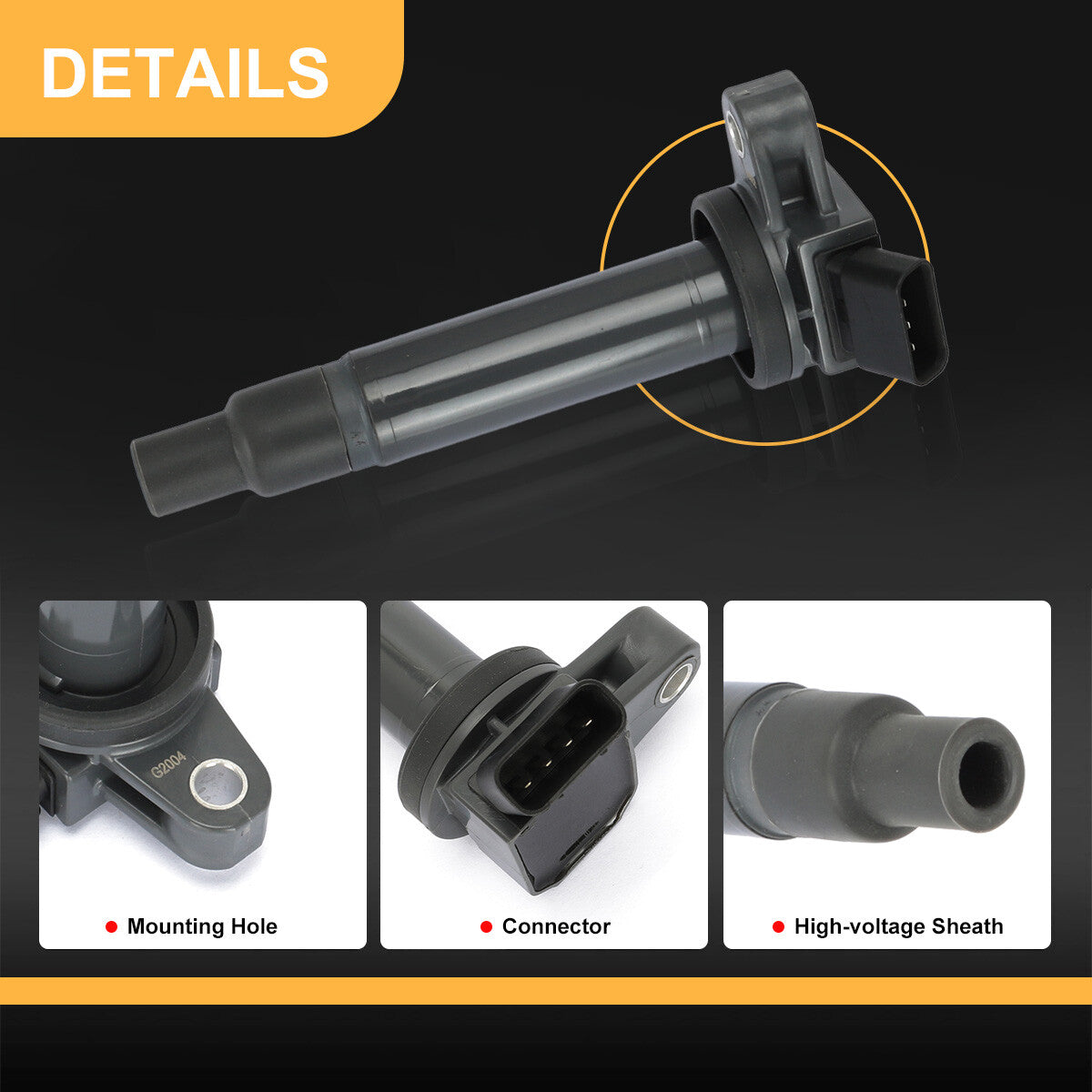 Four new engine ignition coils for Lexus V8 4.3L, 4.7L, and 5.7L engines. (Please contact 90919-02230400) n
