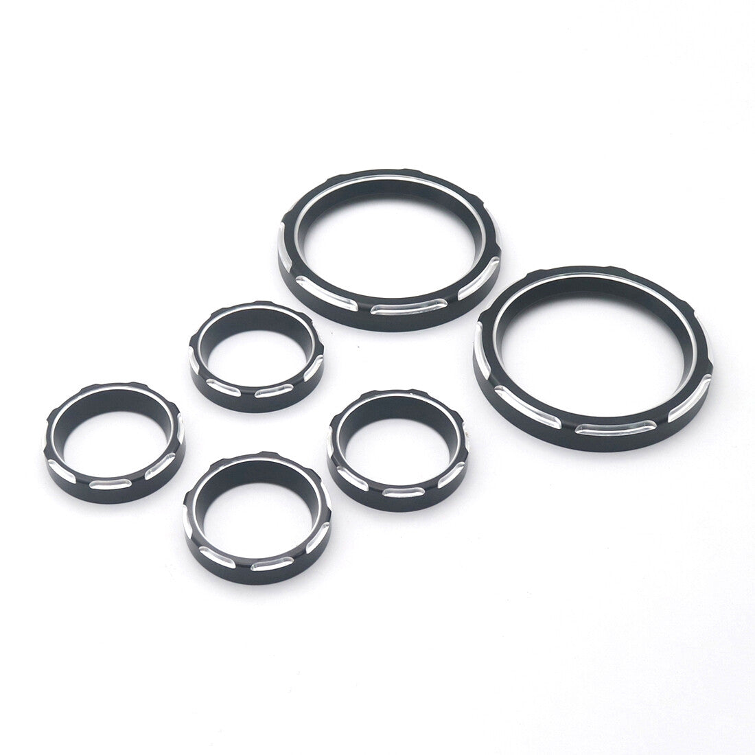 6Pcs Black CNC Speedometer Tachometer Ring Cover For Touring Electra Glide 96-13 Q