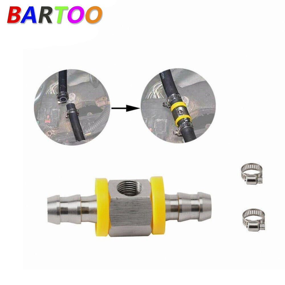 GlowShift 1/2â€?Fuel Line Fuel Pressure Gauge Sensor T-Fitting Adapter Q