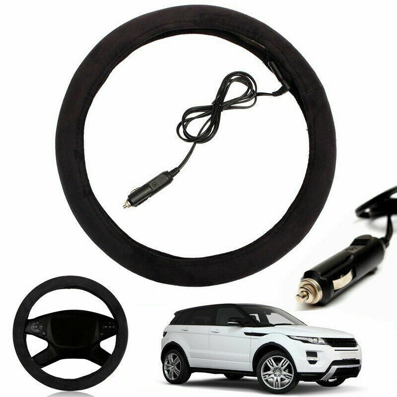 Heater steering wheel cover car hands warm steering boot 12V 37-39 cm Q
