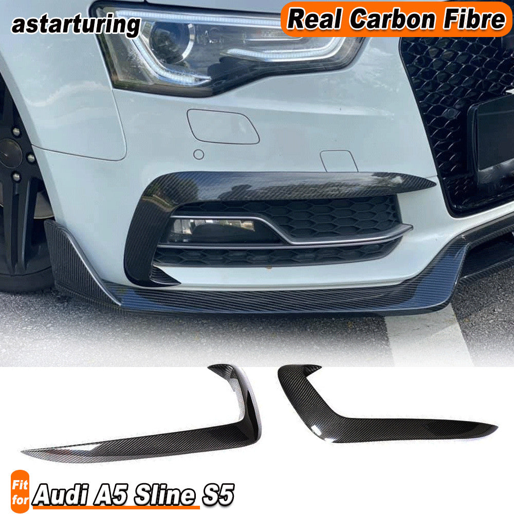 Fit for Audi A5 Sline S5 12-16 Fog Light Lamp Canards Splitter Fins Cover Carbon