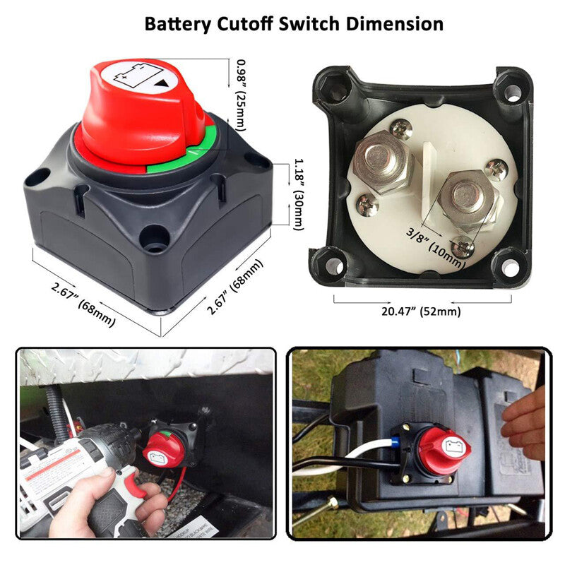 12-48V Battery Disconnect Master Cutoff Isolator Switch for Marine Boat RV Set v