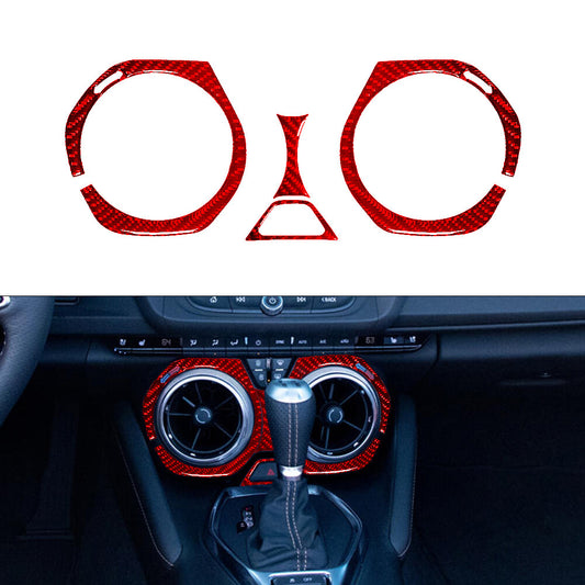 4Pcs Red Carbon Fiber Air Vent Outlet Cover Trim for Chevy Camaro 2016-2018