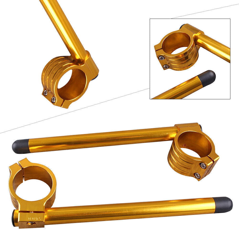 50mm Clip On Ons Handle Bar Handlebars Fit for Suzuki GSXR 600/750 1000 TL1000R Gold Q