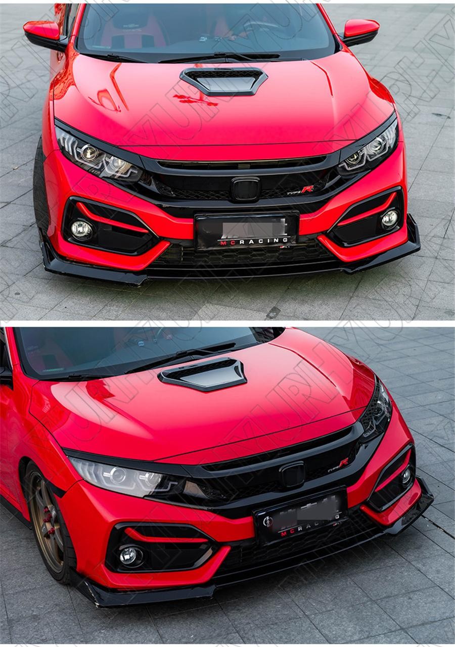 1 x TR Style Hood Vent Glossy Black For Universal ABS Plastic Front new Q