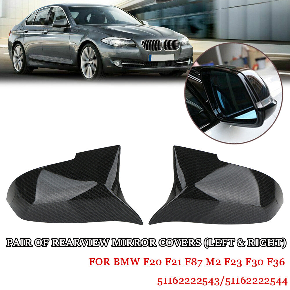 2-Piece Rearview Mirror Cover/Flange for BMW F20 F21 F30 F32 F36 X1 M3 Carbon Fiber