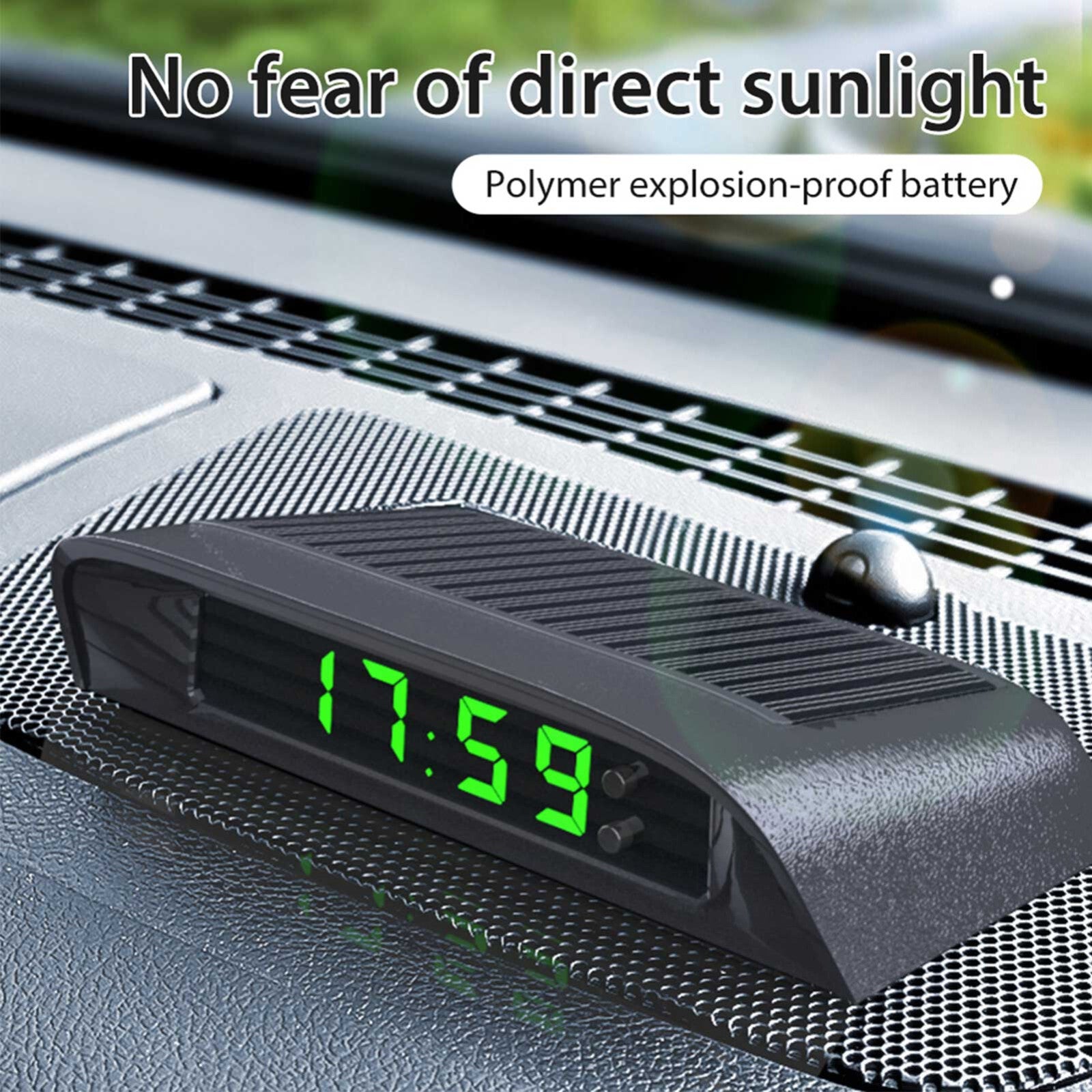 Digital Car Clock Thermometer Dashboard Watch Temperature Solar With Night Light Q