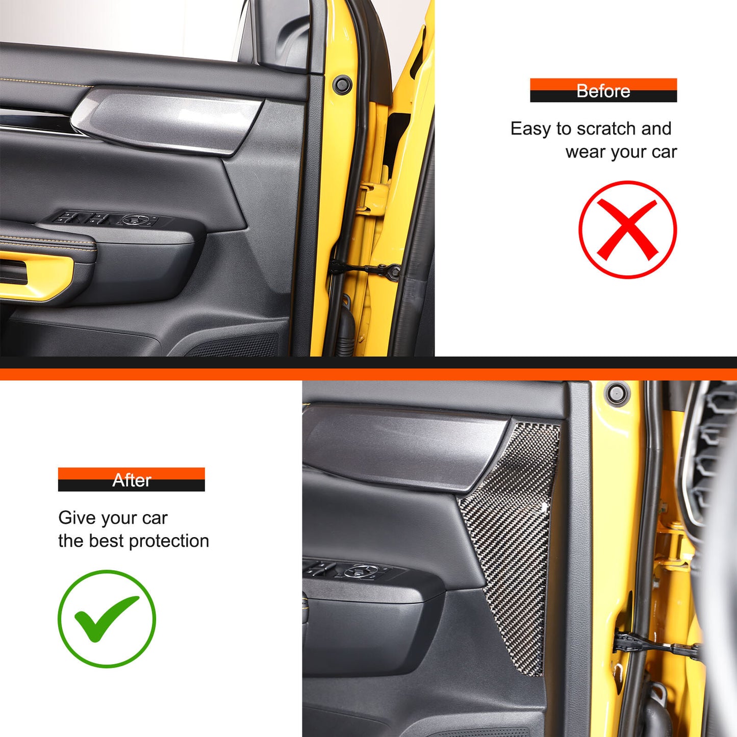 Carbon fiber front door bumper sticker for Ranger 2023-2024 n