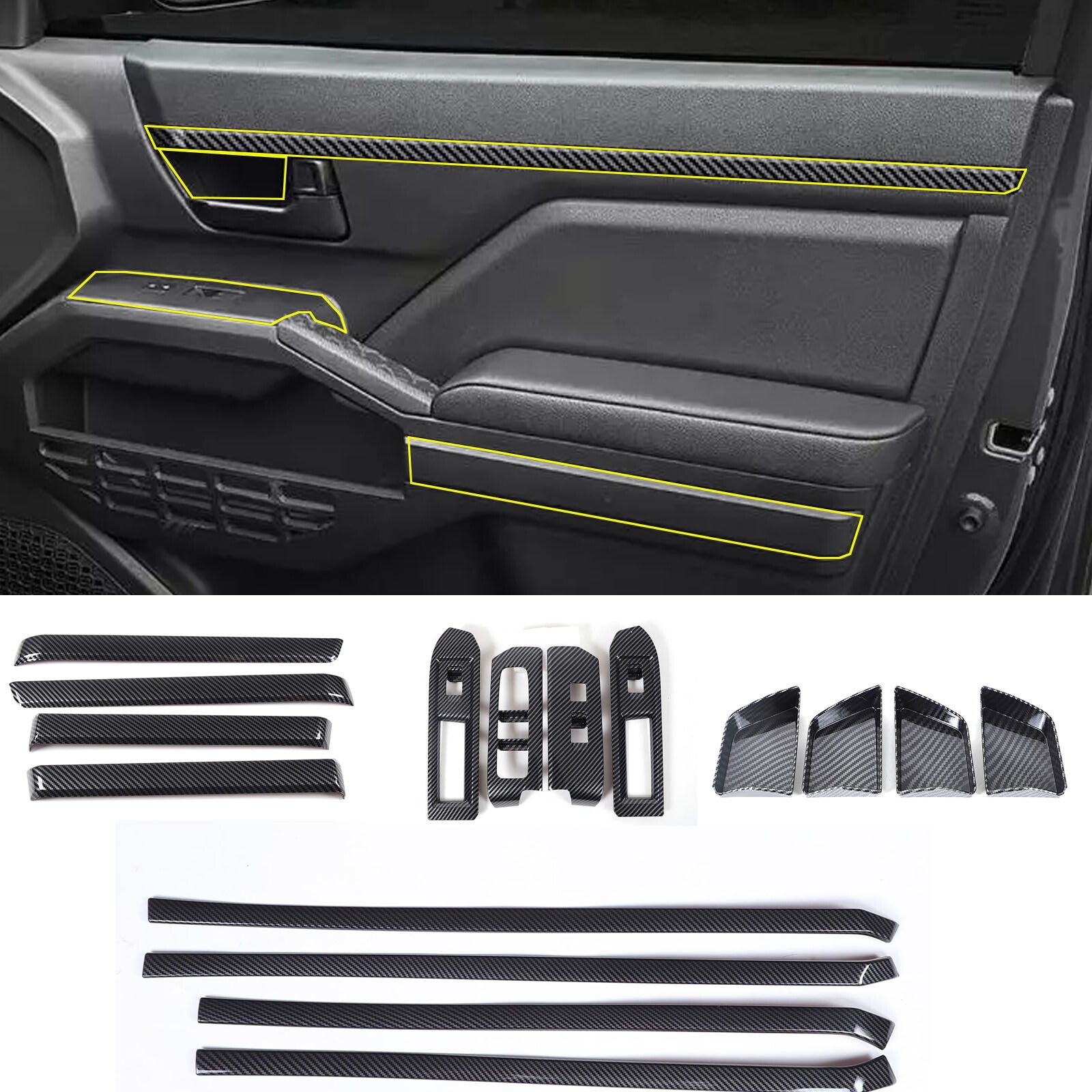 Suitable for 2024 Tacoma - 25 Carbon ABS Interior Door Panel Window Lifting Trim - n