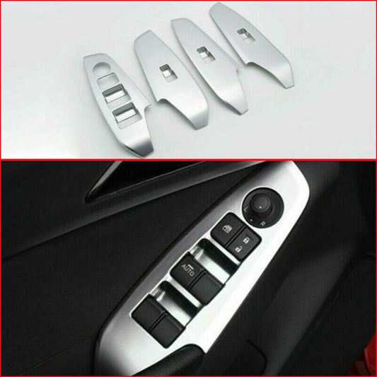 4PCS for Mazda 3 Axela 2014-2018 ABS Silver Window Lift Panel Switch Cover Trim