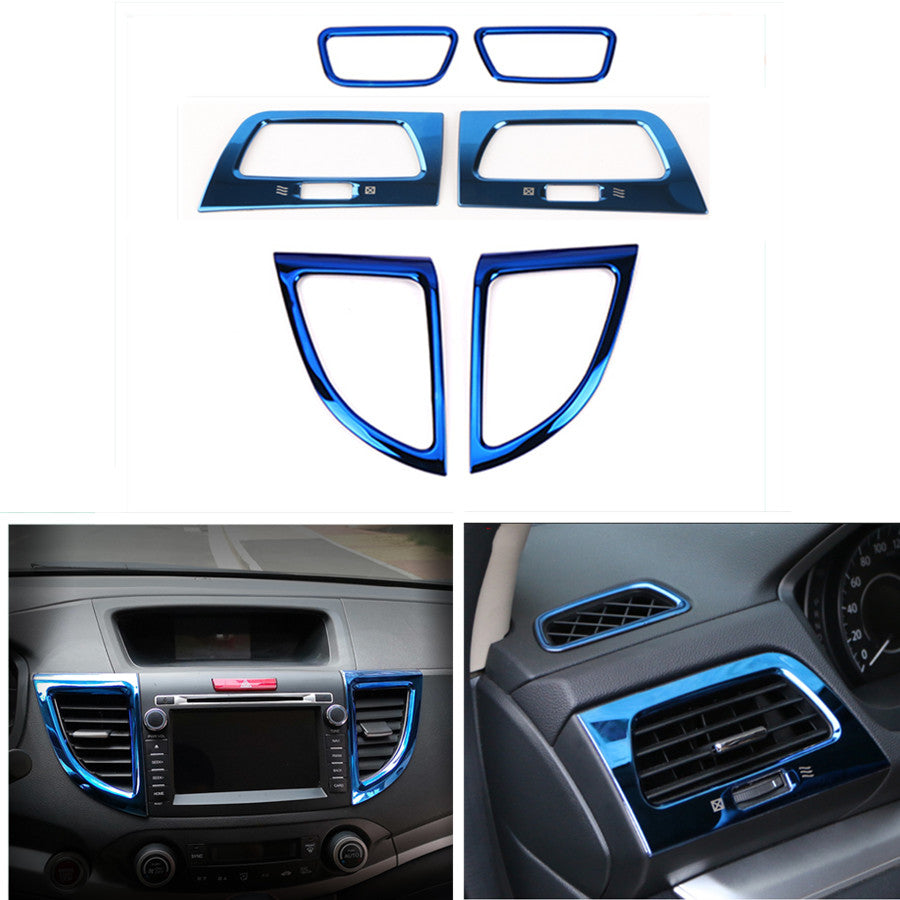 Fit for Honda CR-V CRV 2012-2016 Dashboard Air Vent Cover Trim Bright Blue 6pcs v