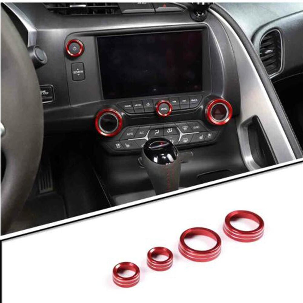 Red AC Switch Volume Button Trim Ring Button for Corvette C7 14-19 Accessories