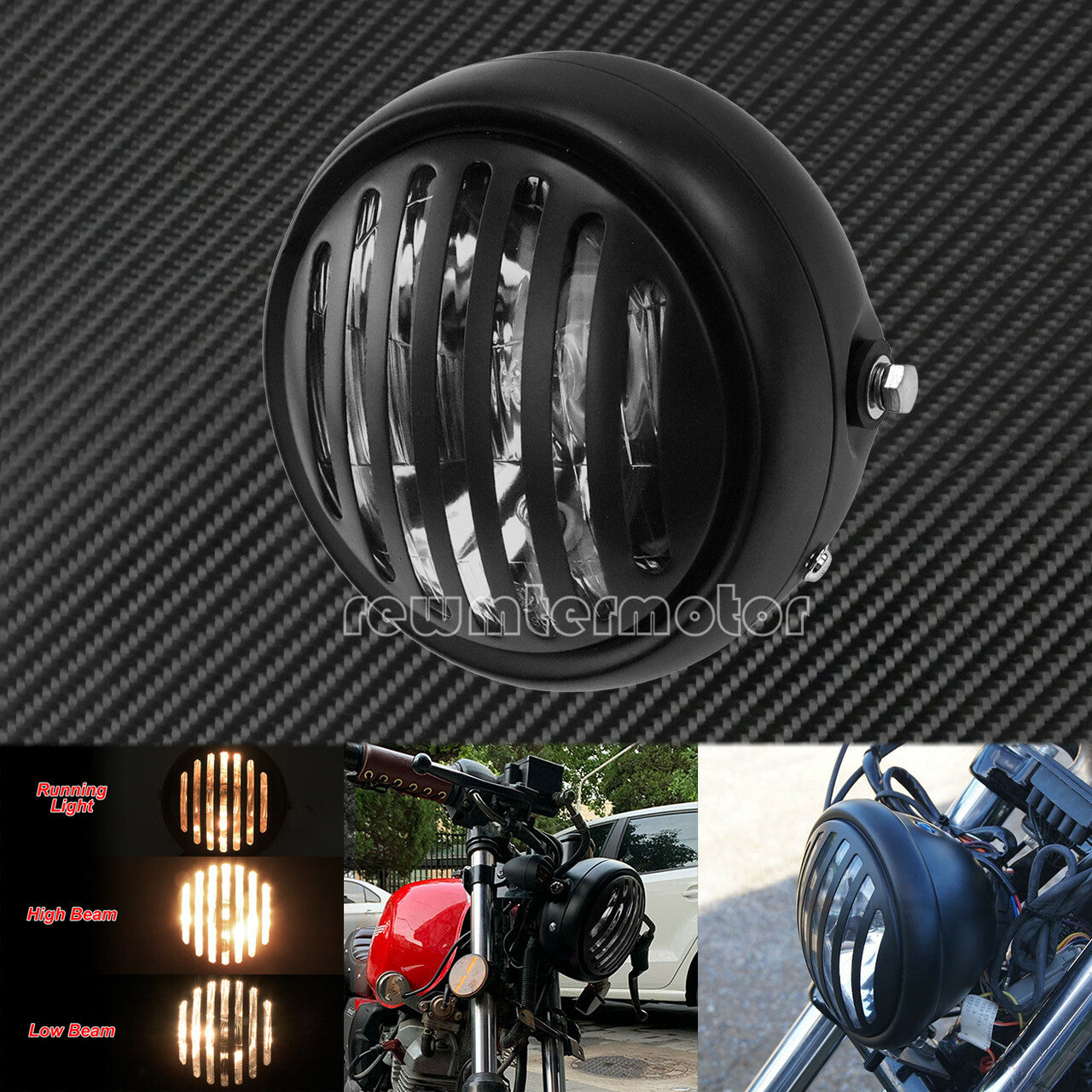 6.3 Retro Motorcycle Headlight Grill Diamond Cover Fit for Harley Cafe Racer