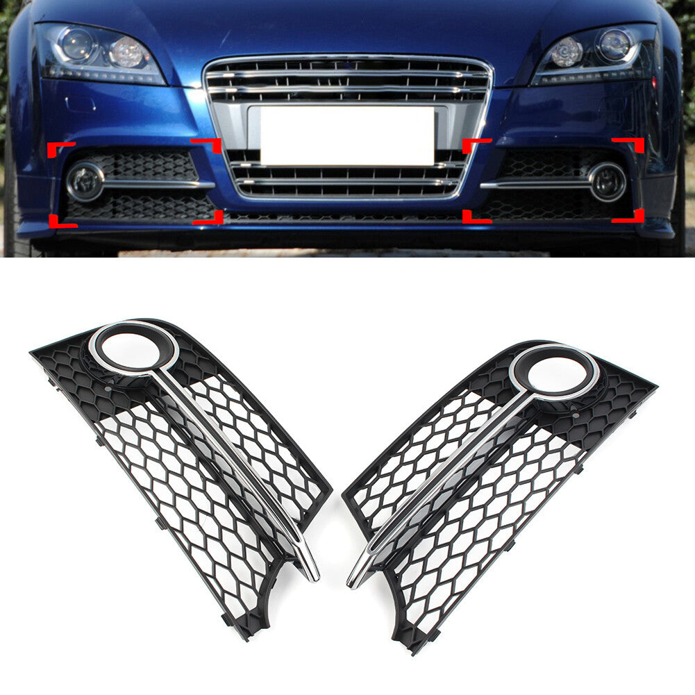 Front Bumper Honeycomb Fog Light Grille Cover for Audi TT MK2 TTS 2011-14