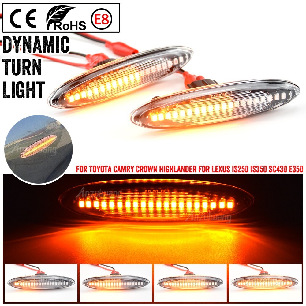 Dynamic Side Marker Turn Light for Lexus SC430 E350 for Toyota Crown Highlander Mark