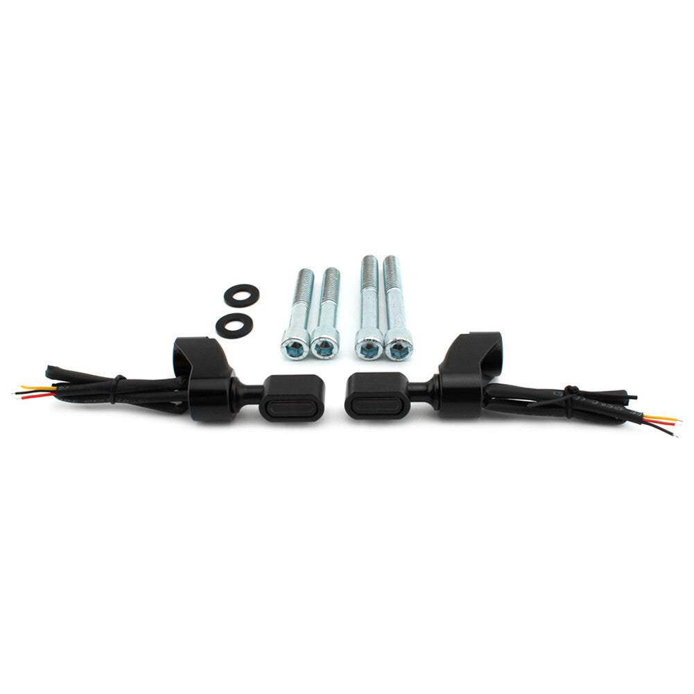 Front Fitk Turn Signal Indicator Light Lamp All Black Fit for Harley FXR 1987-2000 Q