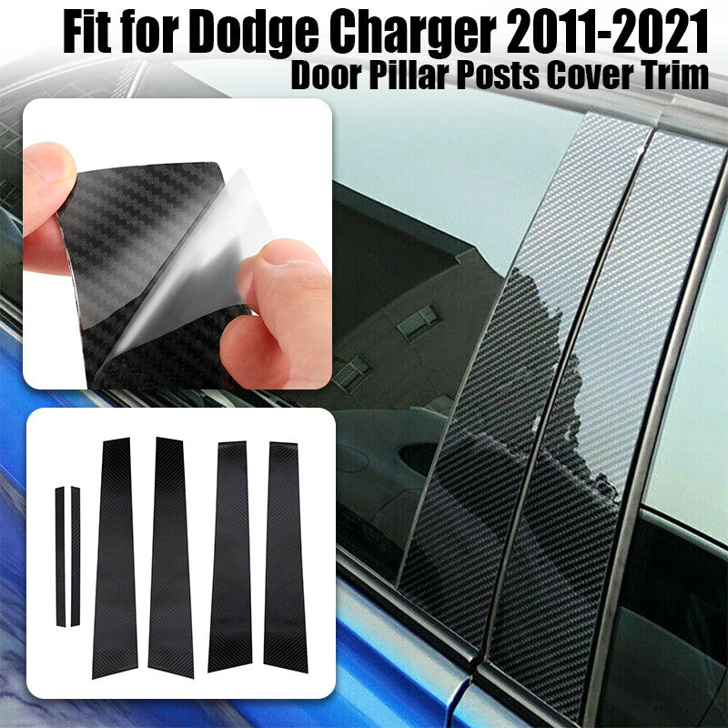 Carbon black support columns suitable for 2011-21 for Dodge charger door cover window panel trim