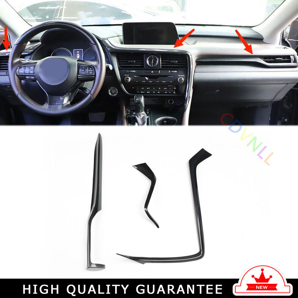Middle Console Dashboard Strip Trim Fit for Lexus RX 2016-20 Black Carbon Fiber