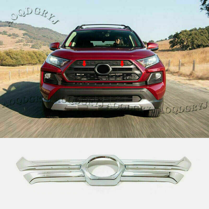 for Toyota RAV4 2019-2023 Chrome ABS Front Center Grille Moulding Cover Trim