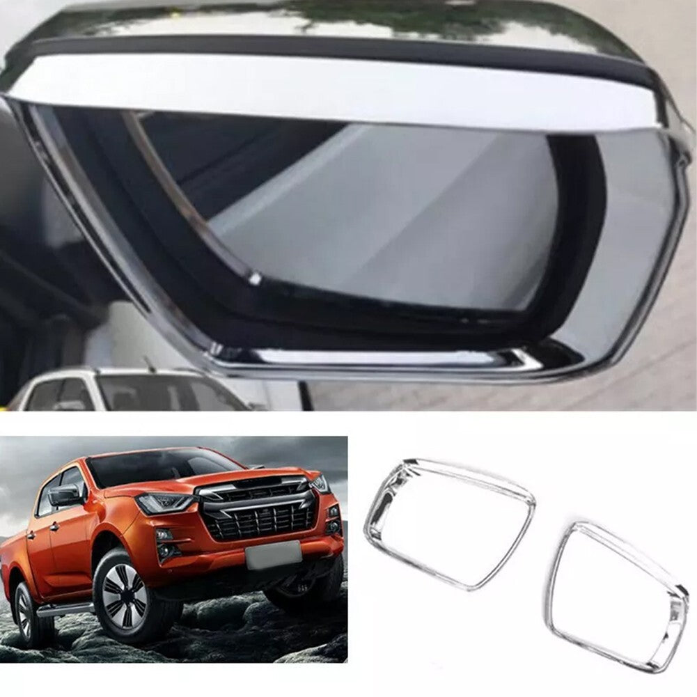 Chrome Rearview Mirror Rain Eyebrow Cover Trim for Isuzu D-Max Dmax 2021-2024 v