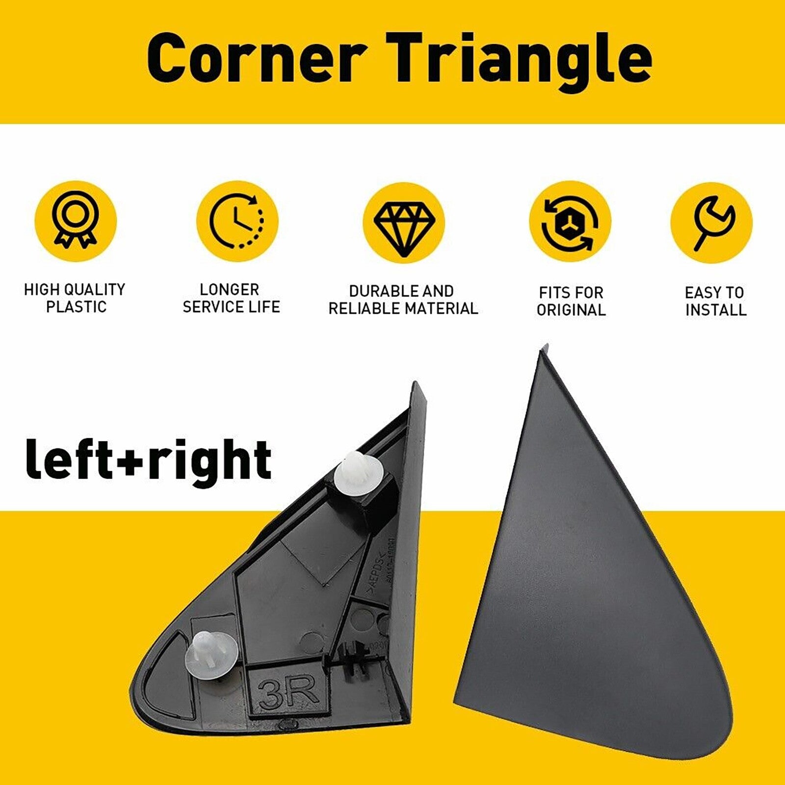 2x Black Side View Mirror Corner Cover for Toyota for Corolla 2008-2013 60118-12010