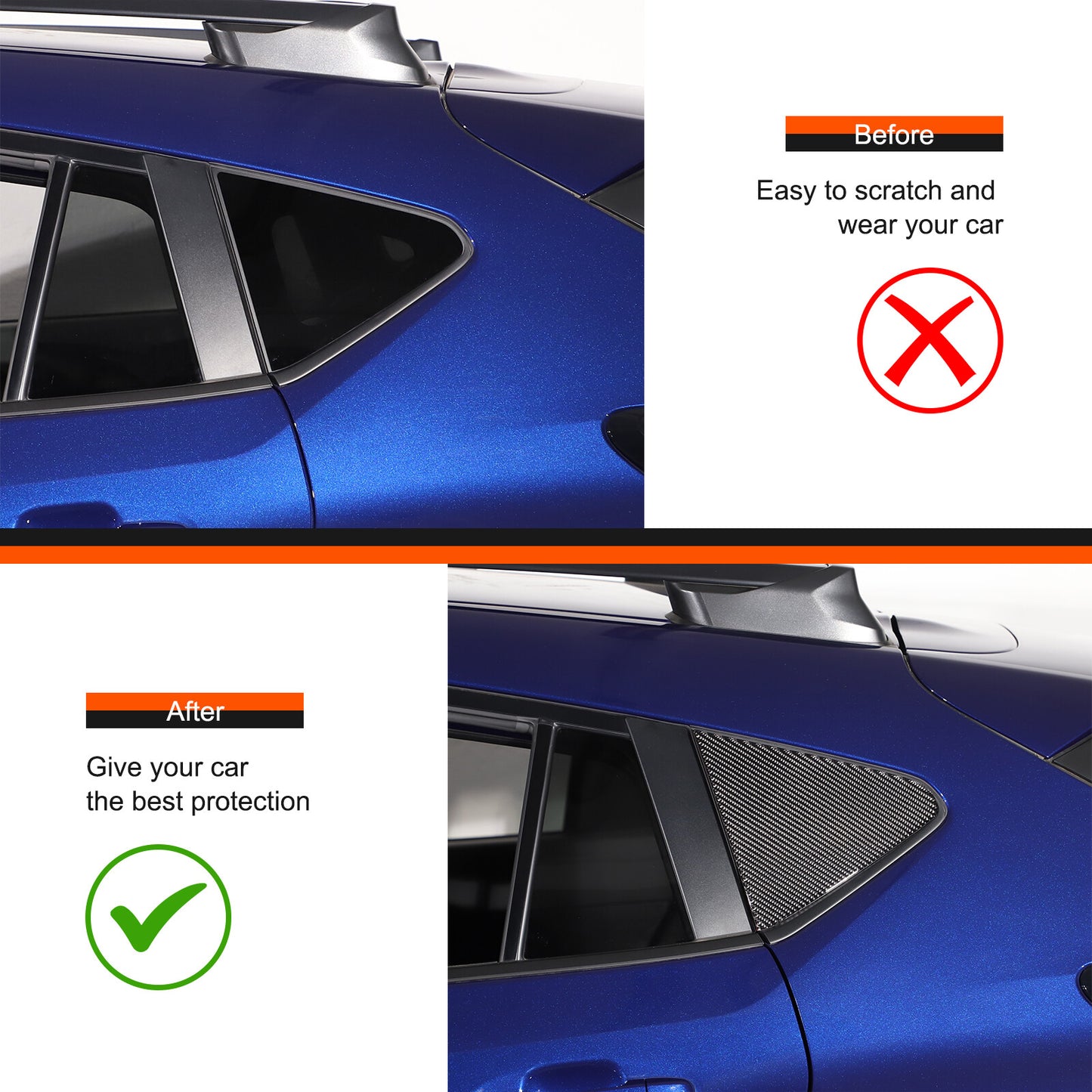 Carbon fiber rear window triangular glass panel decorative sticker for Subaru Crosstrek 2023+- n