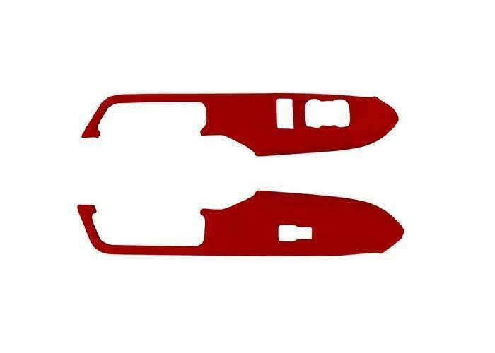 for Ford for Mustang 2015-2022 Dark Red Suede Window Lock Lift Panel Trim Frame 2PCS