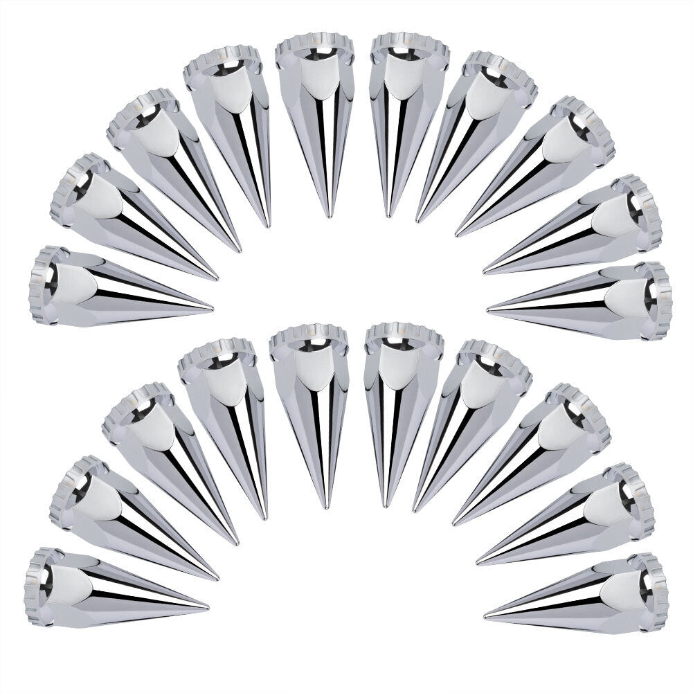 20X 33mm Thread-on Spiked Lug Nut Covers ABS Chrome Plastic For Semi Truck Q