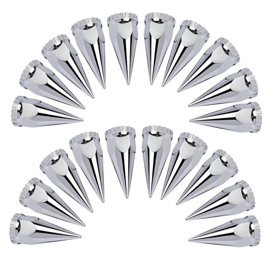 20X 33mm Thread-on Spiked Lug Nut Covers ABS Chrome Plastic For Semi Truck Q