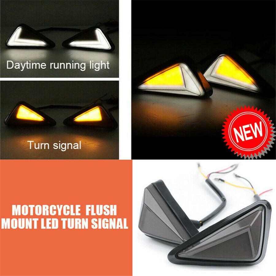 LED Motorcycle Turning Signals Light Daytime Running Brake Flashing Blinker Kit Q