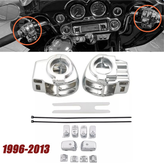 Chrome switch housing cover with 10 button covers for Harley Touring 1996 - 2013 - n