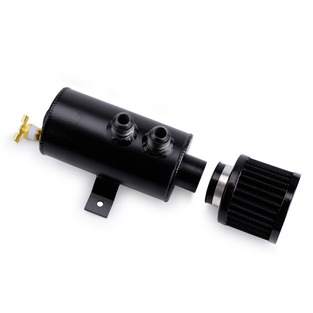Aluminum 10AN Oil Catch Can Reservoir Tank +Breather Filter Baffled Kit Black US
